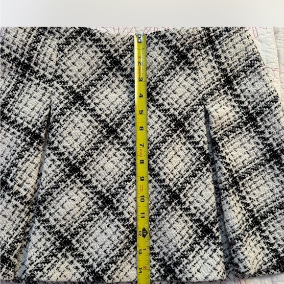 Zara Tweed Pleated Plaid Skirt NEW W/ tags BLACK and WHITE - Picture 8 of 8